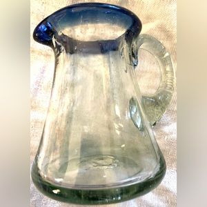 Handblown  glass creamer.Made in Mexico